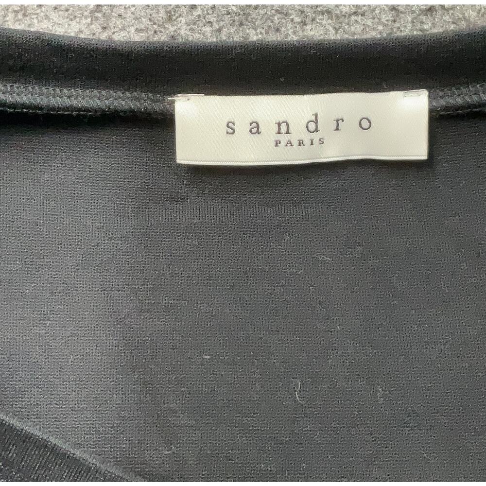 Sandro Paris Black Cutout Back Mini Dress Calf Leather Trim EU 3/ US 6 - Picture 4 of 14